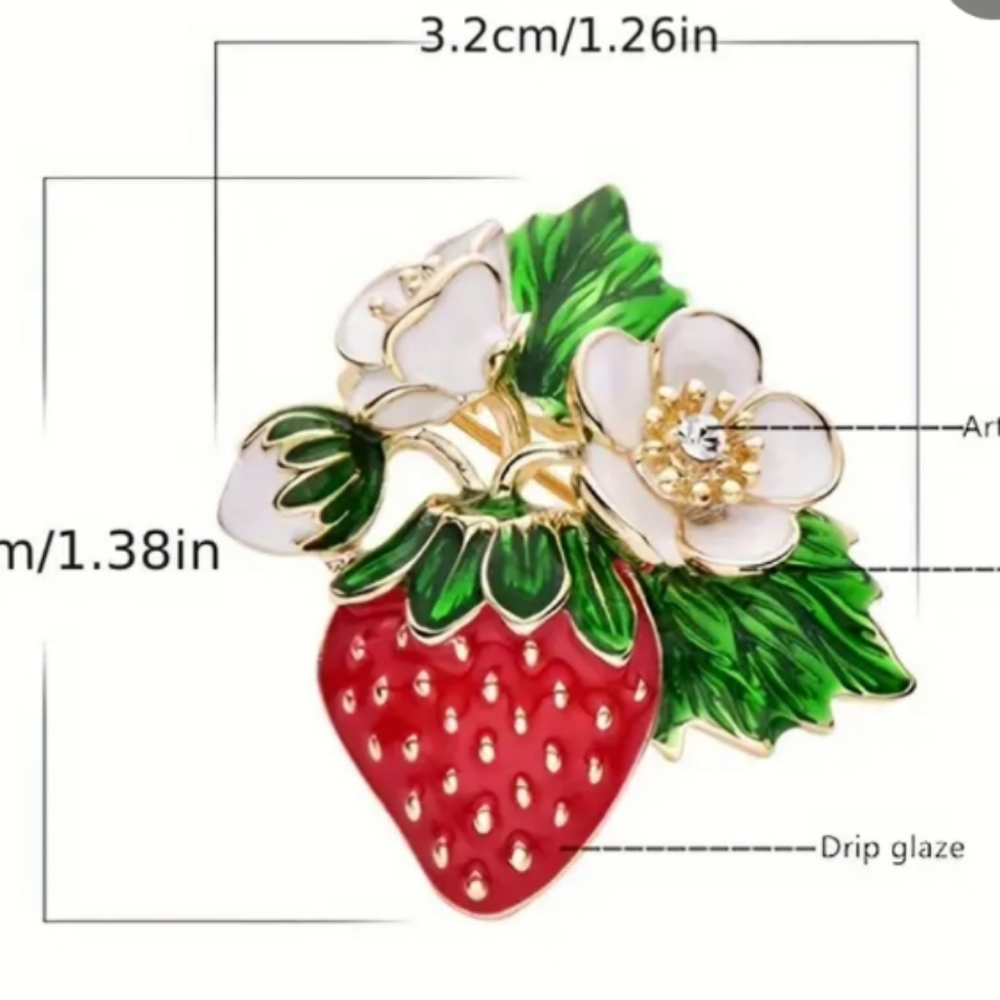 Strawberry & Flowers Brooch - Picture 5 of 5